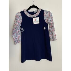 Jumping Jolly Navy Floral Dress NWT size 7 $43‎
